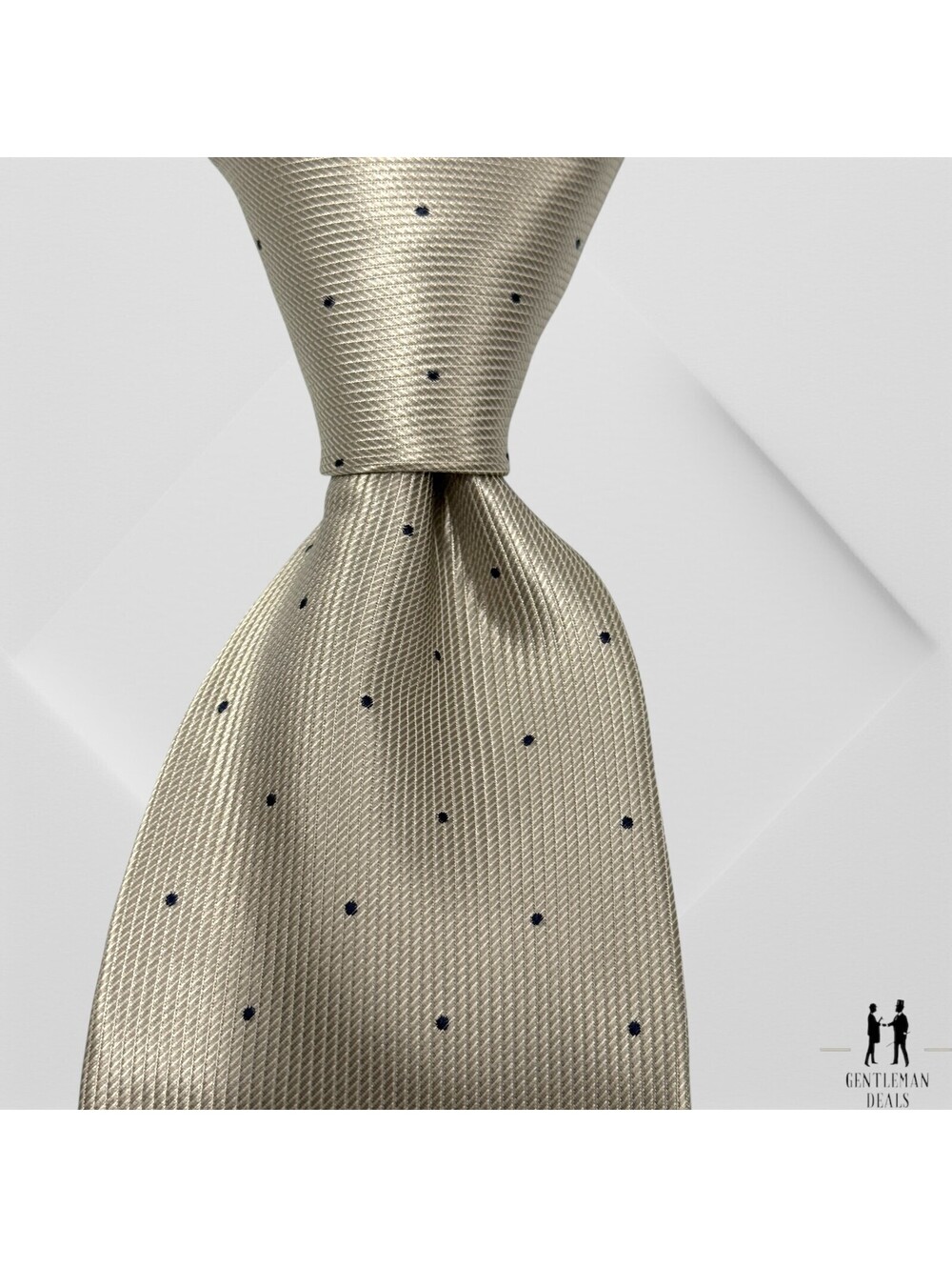 Mens Angelo Rossi Beige Ribbed Silver Tie Hand Made 63x3.5 Polka Dots